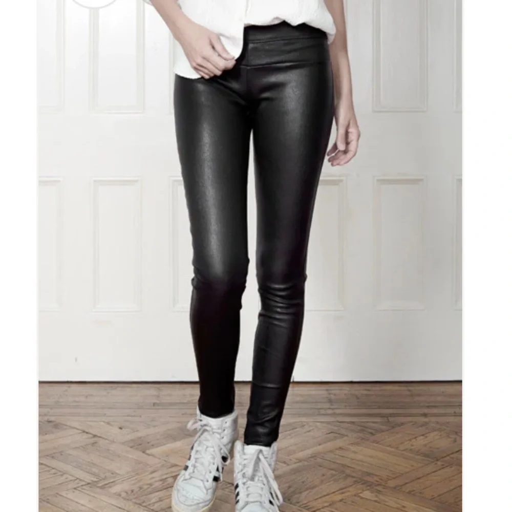 Daryl K Stretch Lamb Leather Black Classic Leggings Size 8 - Picture 2 of 10